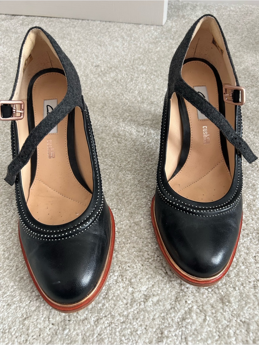 Black Mary Jane Platform Pumps with Ankle Strap